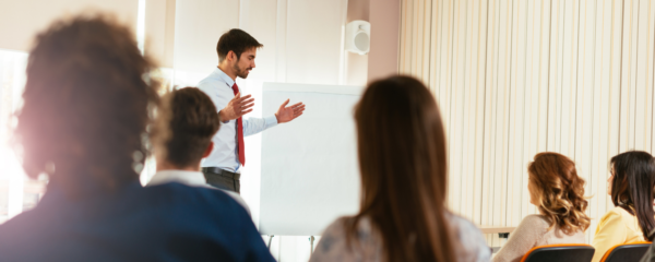 Man facilitating group